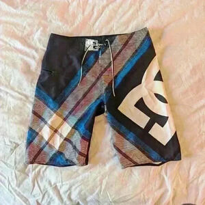 DC, Board Shorts, Black, white and Blue  and red, Size 34